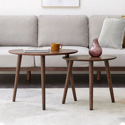 Pebble-Shaped Solid Oak Wood Coffee Table