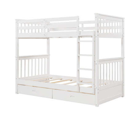 Bunk Bed With Ladders & 2 Storage Drawers