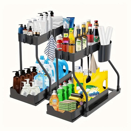 Under Sink Organizer with Sliding Shelves