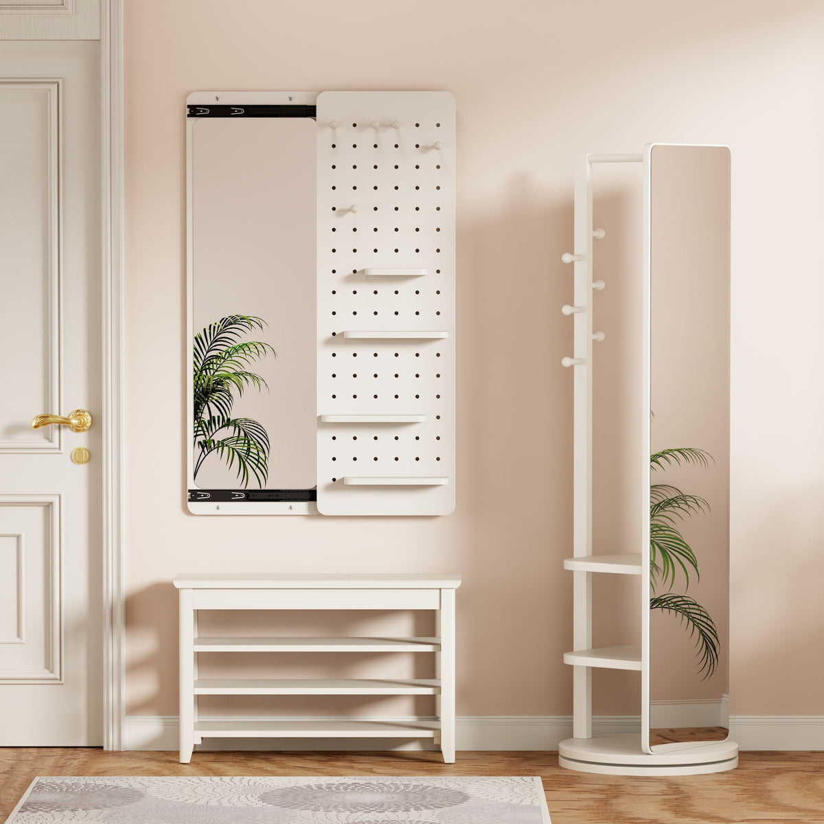 Wall Mounted Full Length Mirror with Shelf
