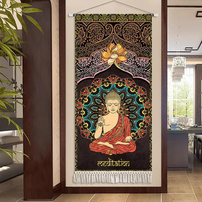 Thai Zen Elephant Fabric Wall Hanging Tapestry
