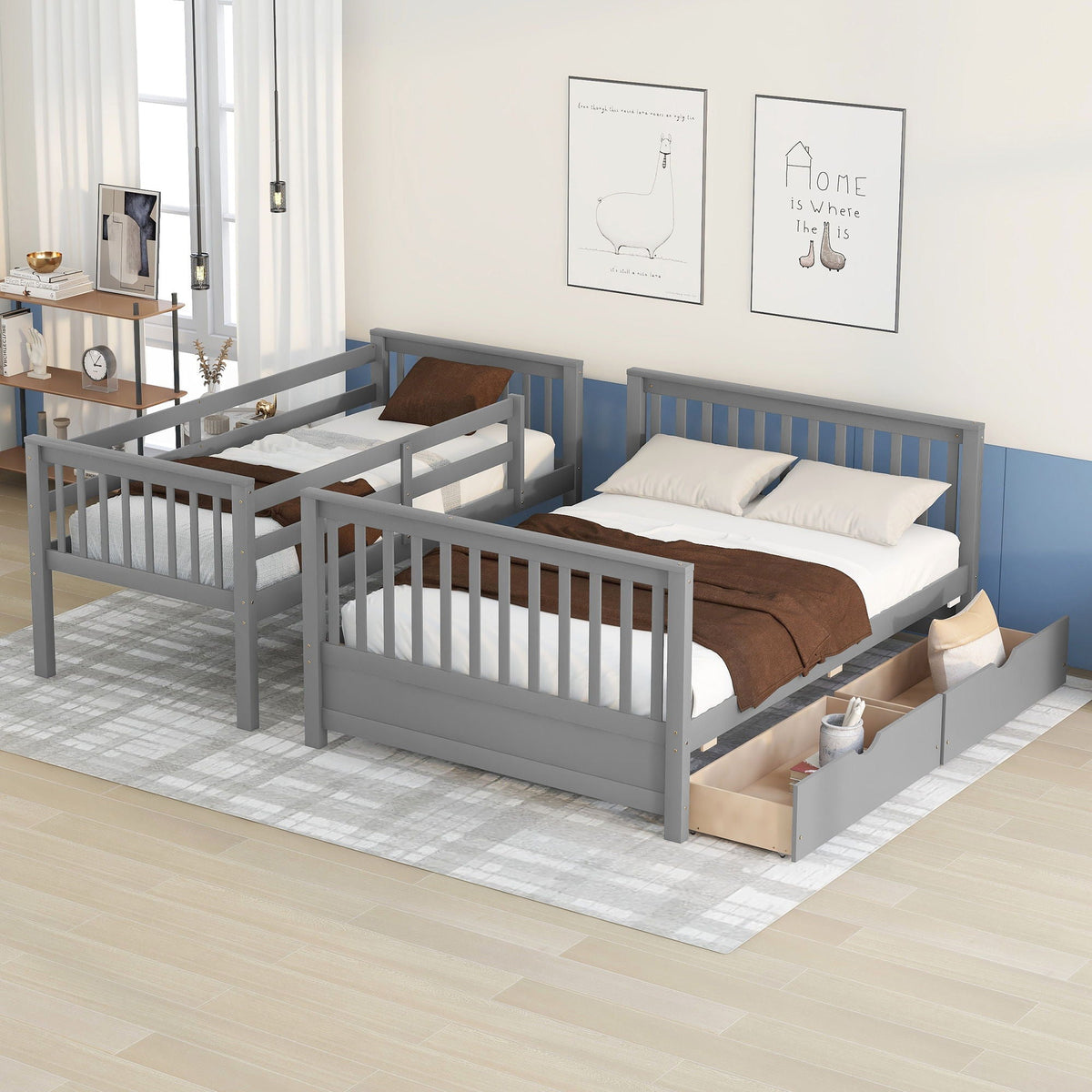 Bunk Bed With Ladders & 2 Storage Drawers