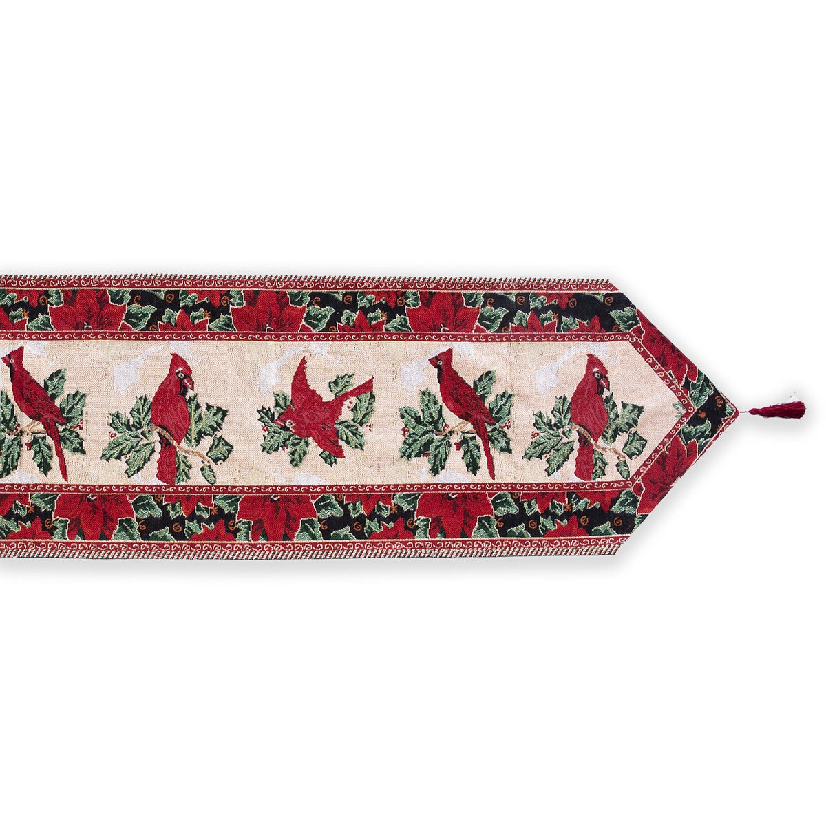 Cardinal & Poinsettia Christmas Table Runner
