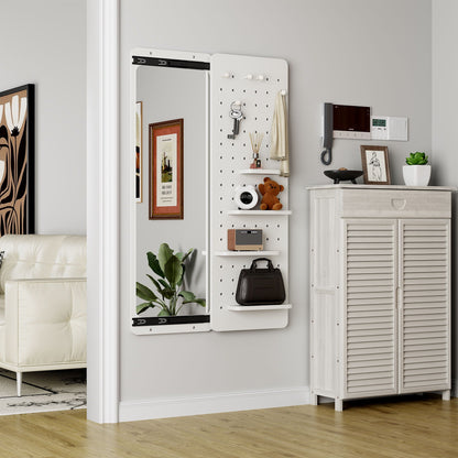 Wall Mounted Full Length Mirror with Shelf