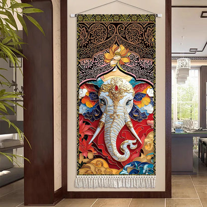 Thai Zen Elephant Fabric Wall Hanging Tapestry