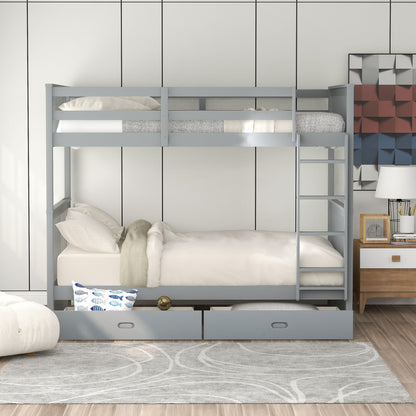 Bunk Bed With Ladders & 2 Storage Drawers