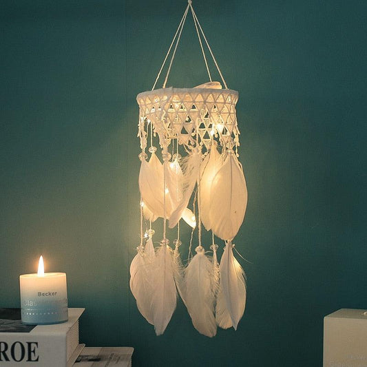LED Dream Catcher with Feathers & Classic Lantern Design