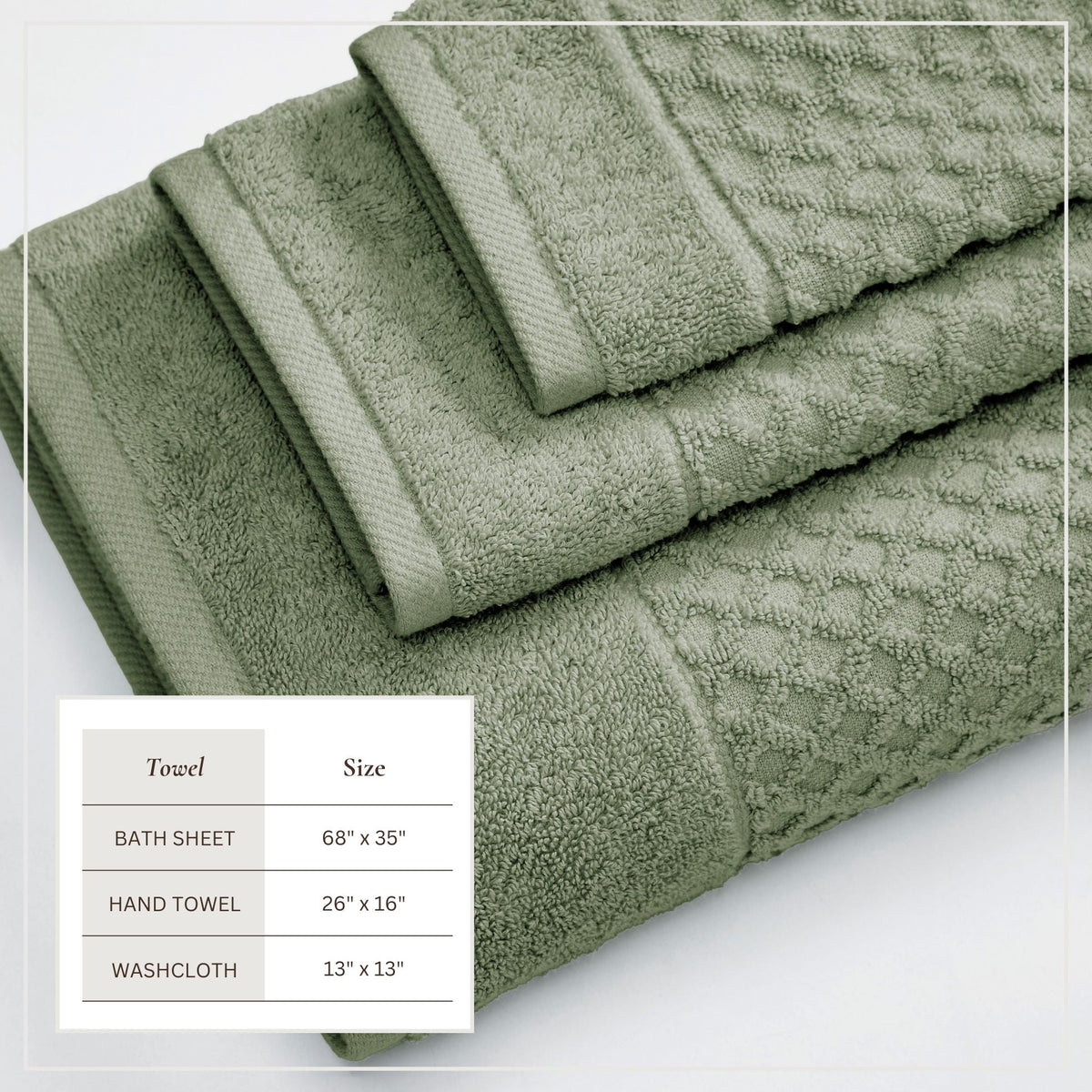 Cotton Diamond Waffle Weave Bath Towel Set