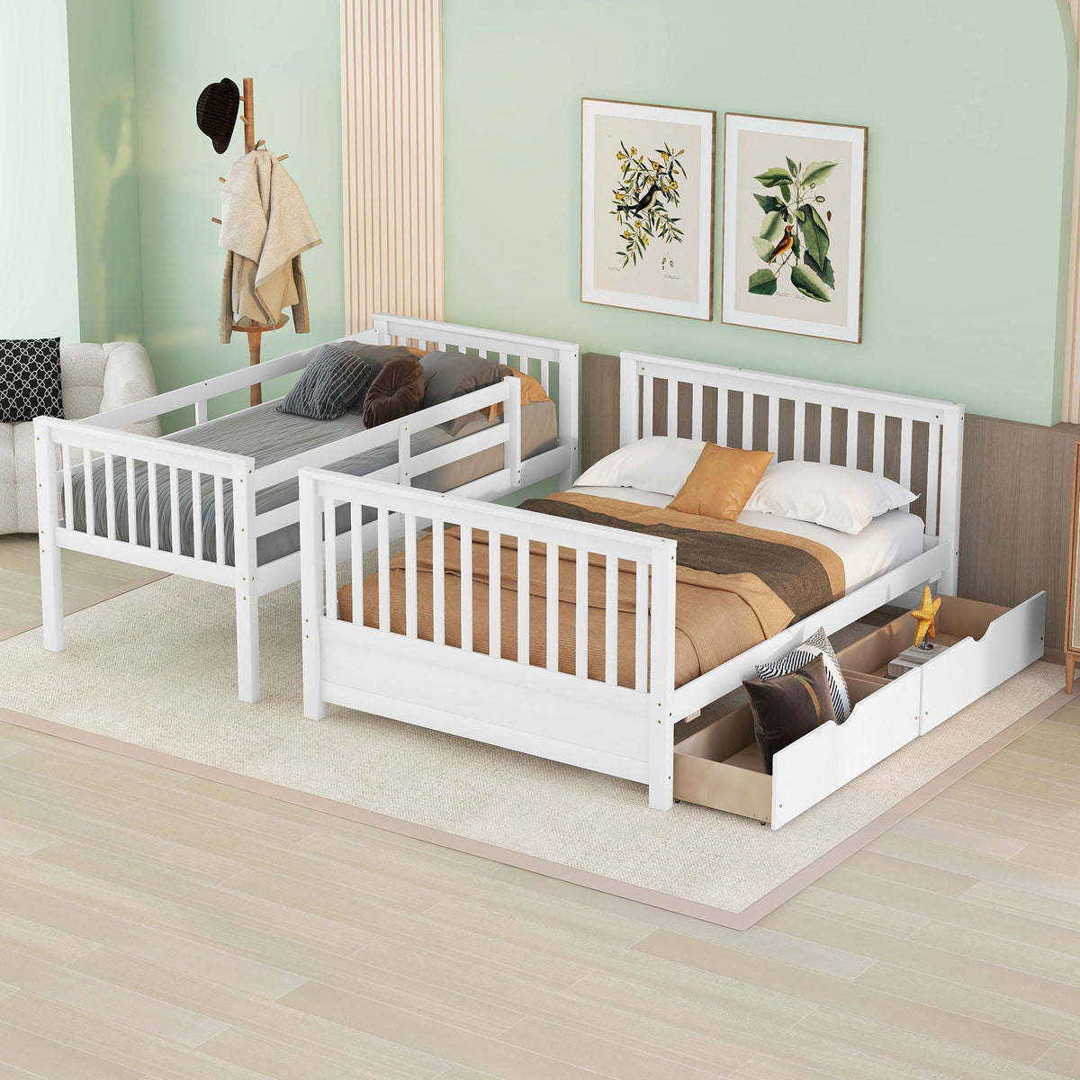 Bunk Bed With Ladders & 2 Storage Drawers