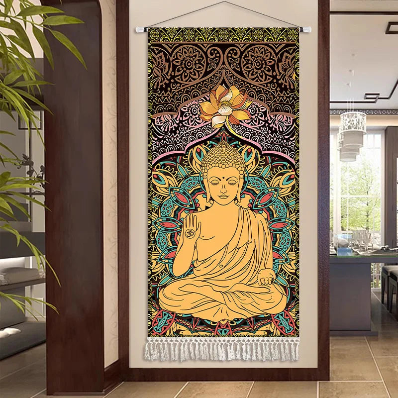 Thai Zen Elephant Fabric Wall Hanging Tapestry