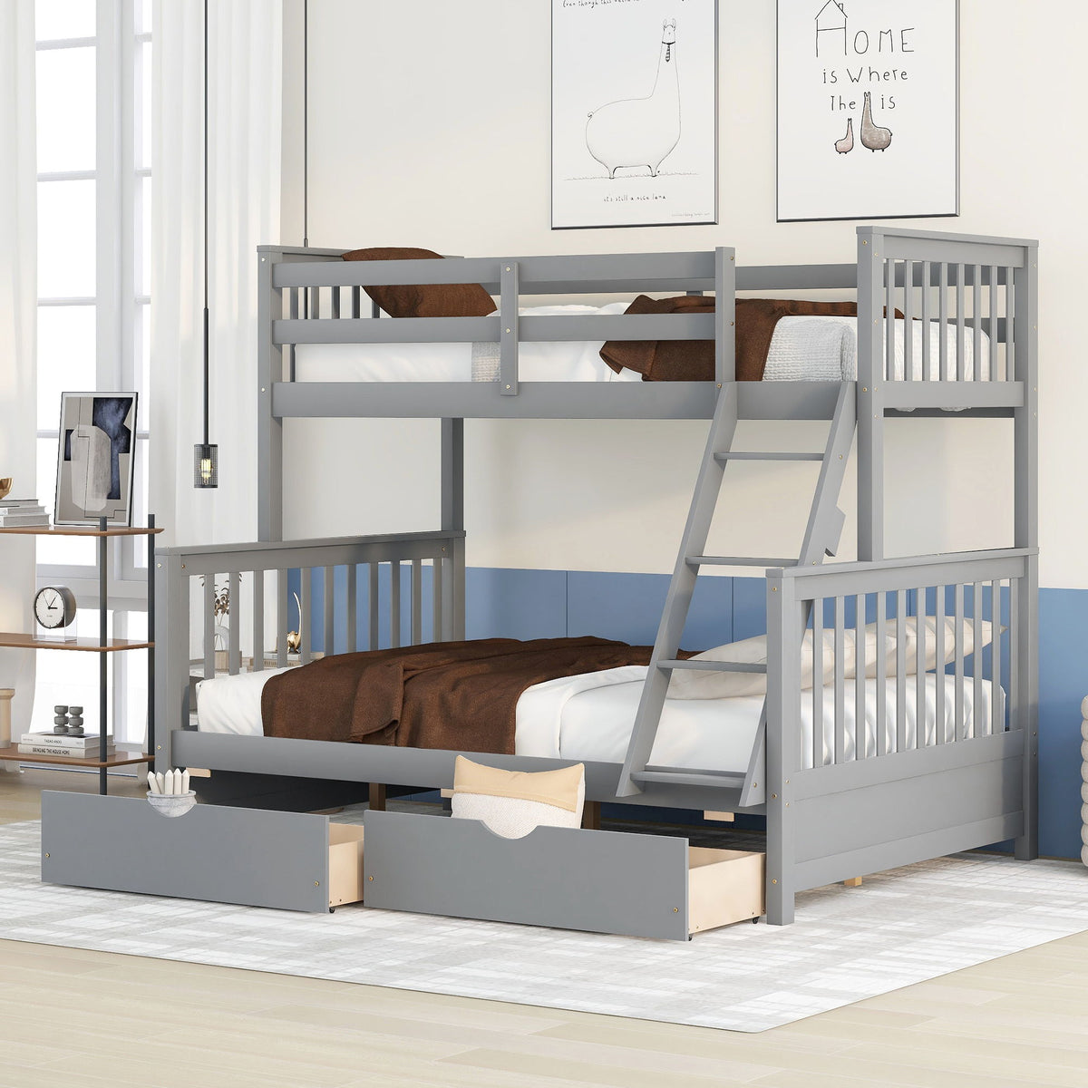 Bunk Bed With Ladders & 2 Storage Drawers