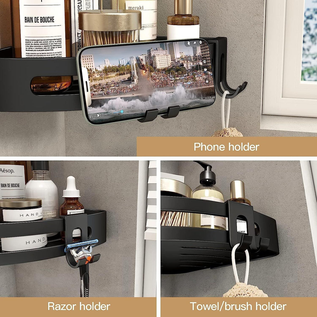 2 Pack No Drill Shower Corner Shelf