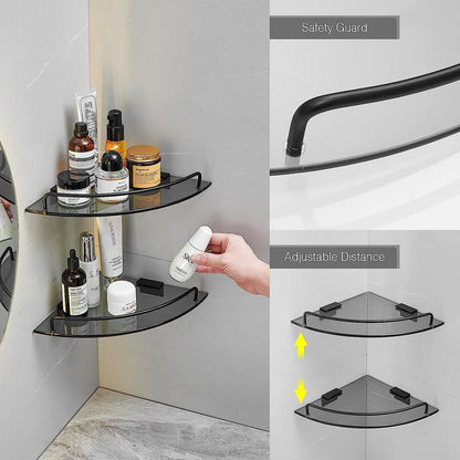Black Glass Corner Shower Shelf