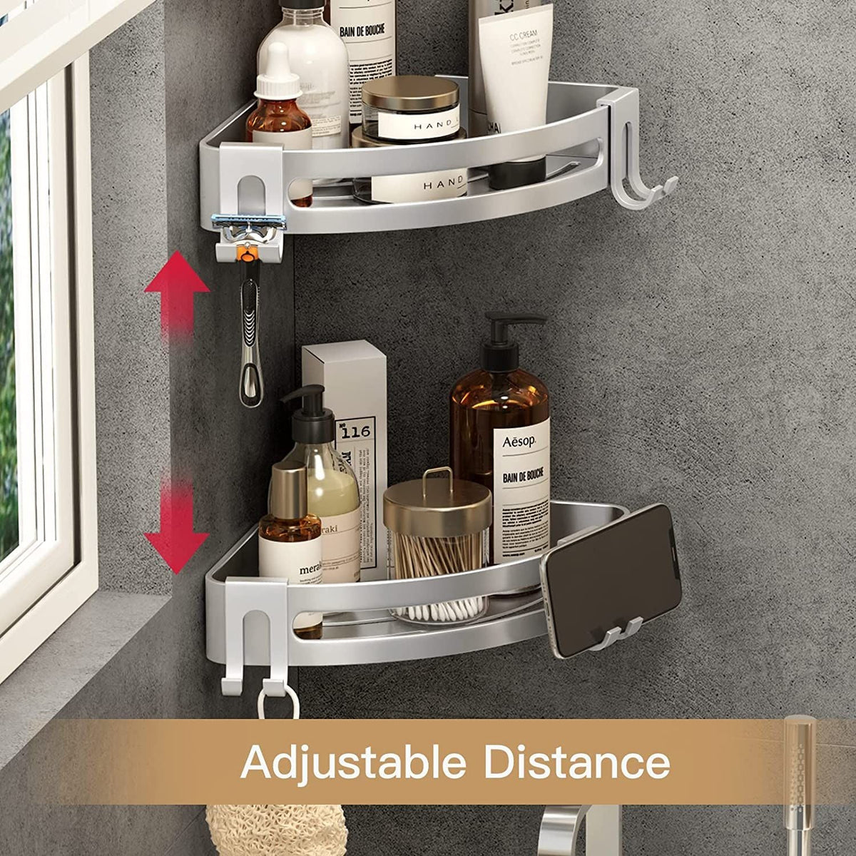 2 Pack No Drill Shower Corner Shelf