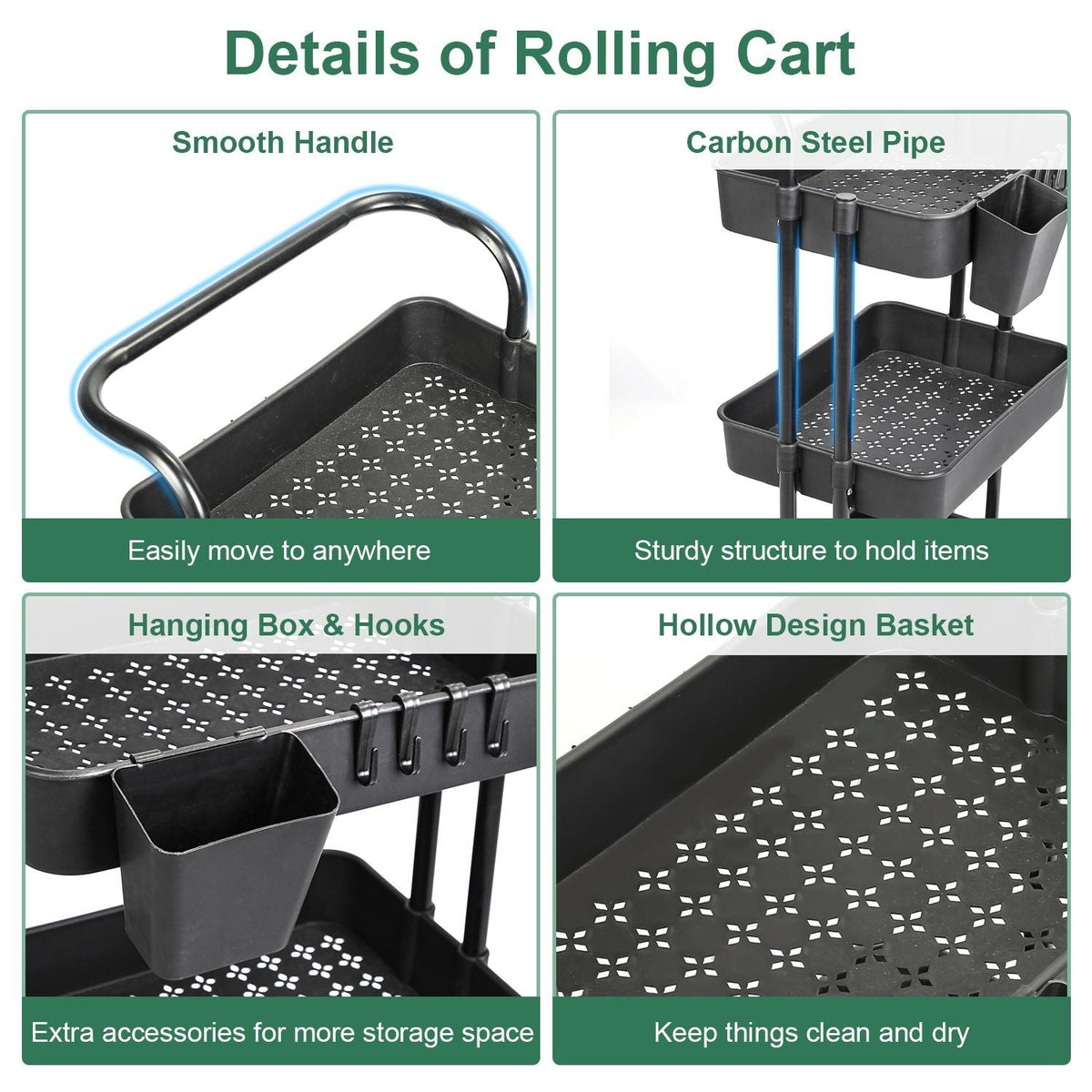 3 Tier Rolling Utility Cart