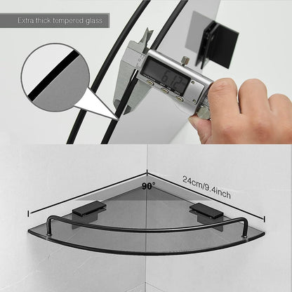 Black Glass Corner Shower Shelf