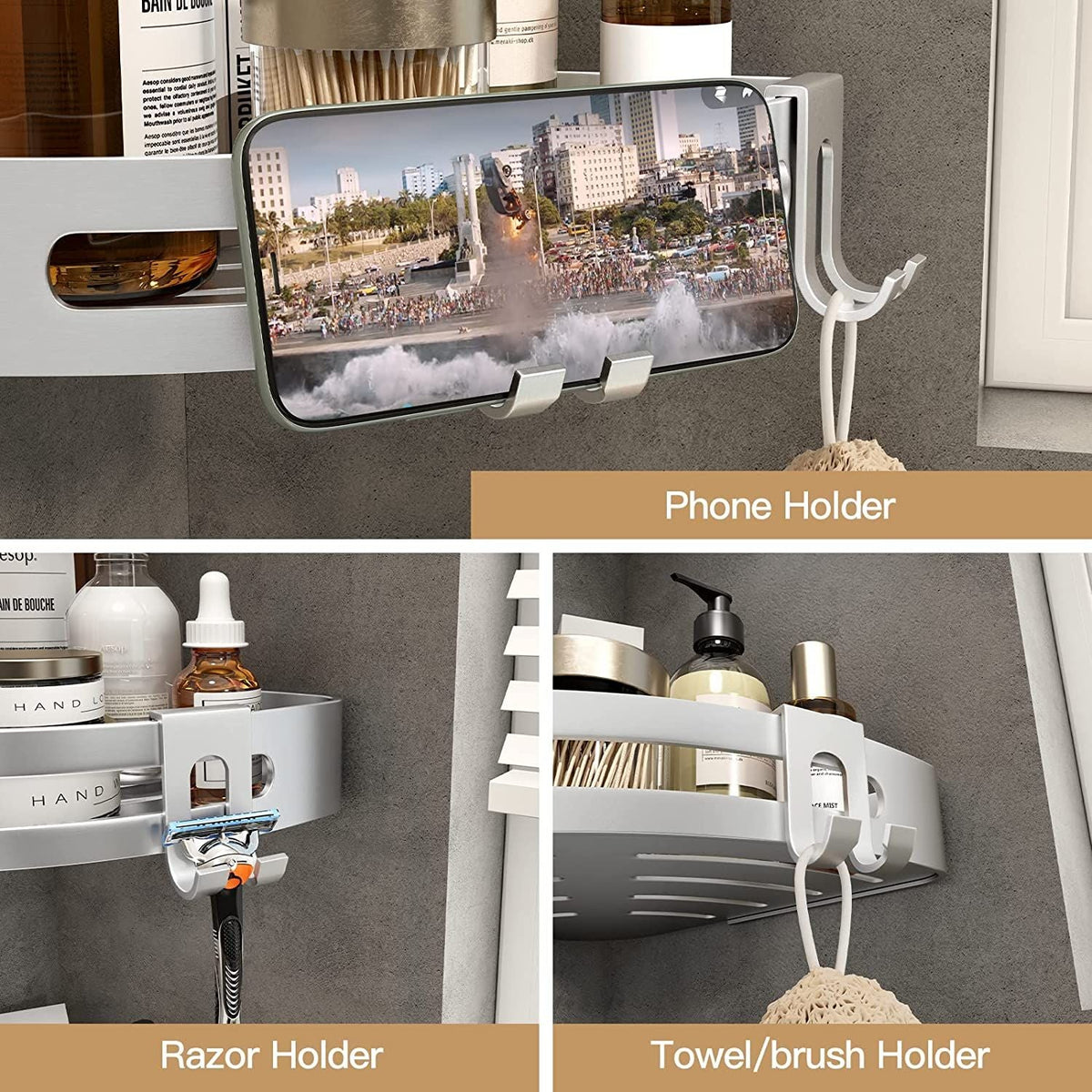 2 Pack No Drill Shower Corner Shelf