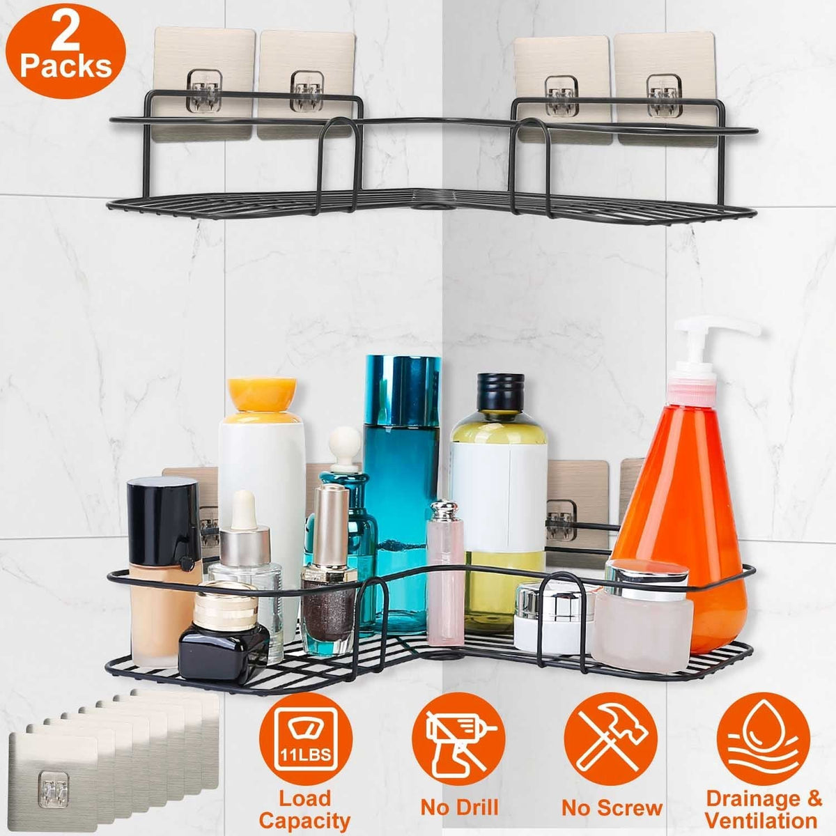 2 Piece Corner Shower Caddy Shelves
