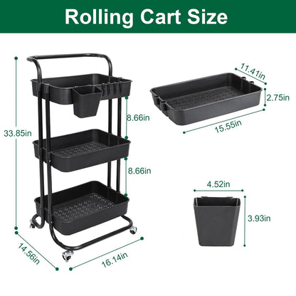 3 Tier Rolling Utility Cart
