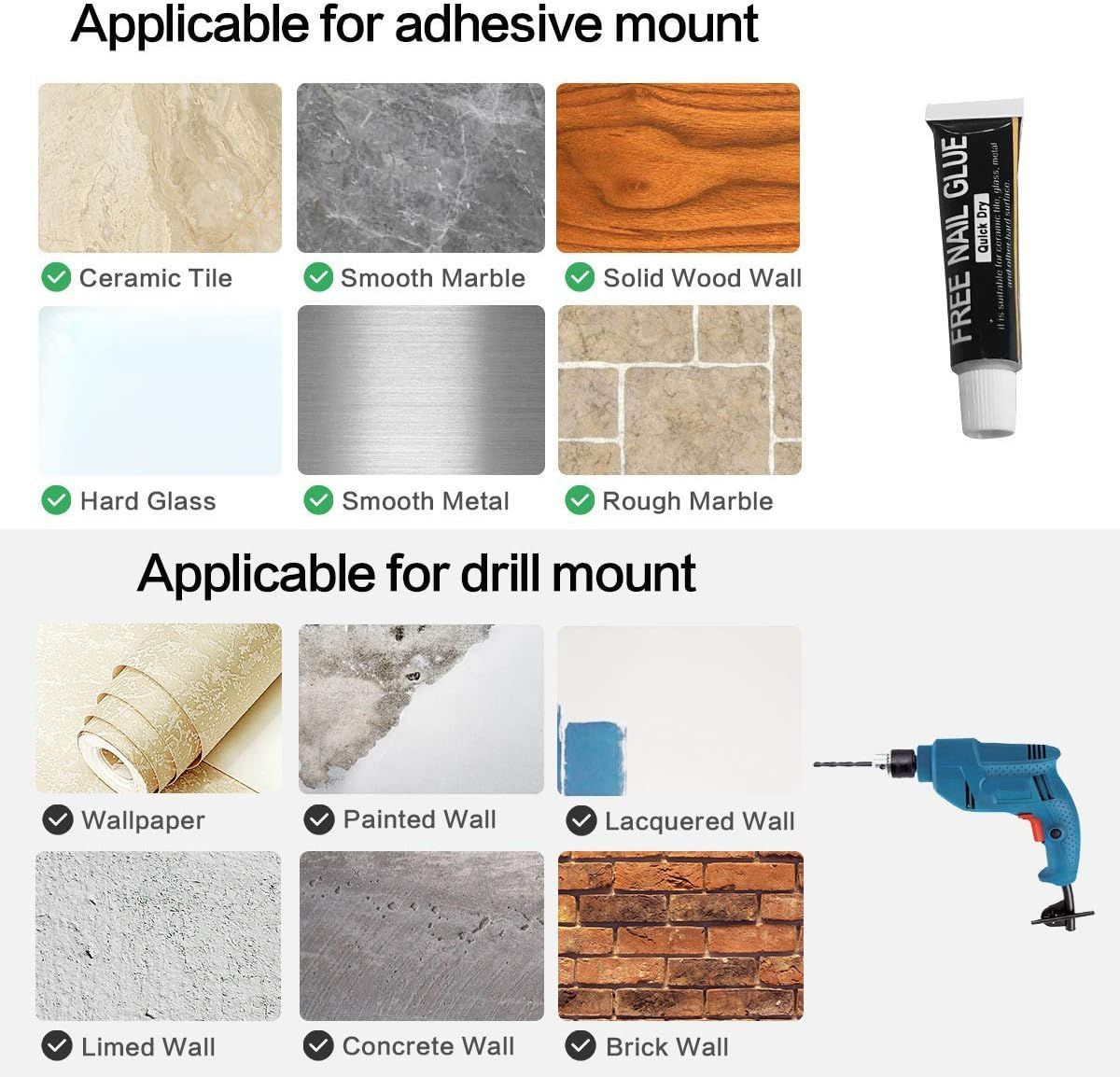 2 Pack No Drill Shower Corner Shelf