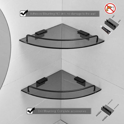 Black Glass Corner Shower Shelf