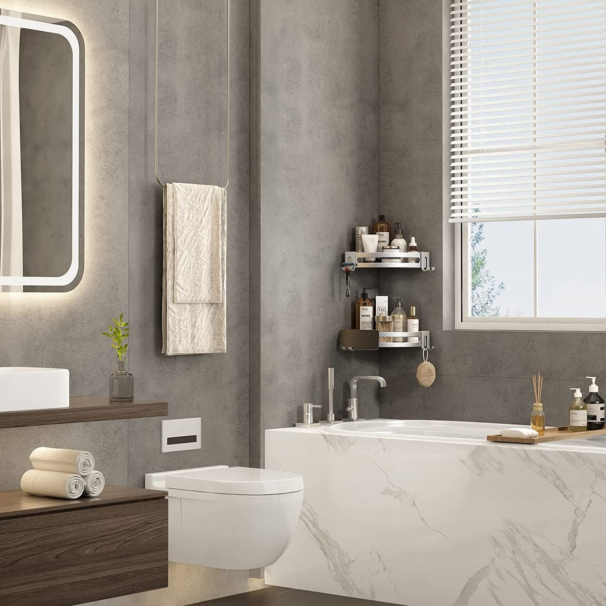 2 Pack No Drill Shower Corner Shelf