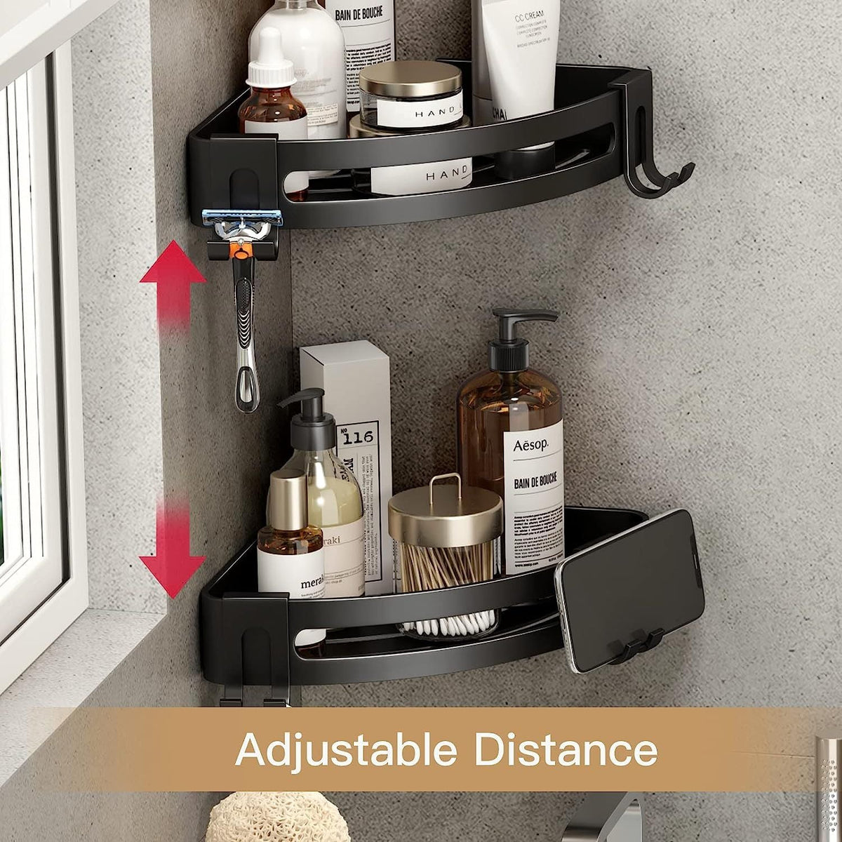 2 Pack No Drill Shower Corner Shelf