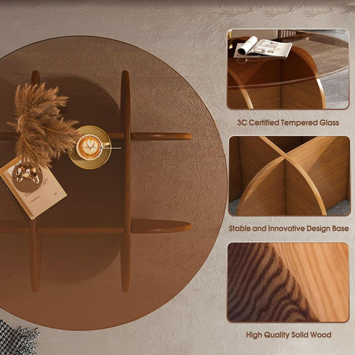Contemporary Circular Glass Coffee Table