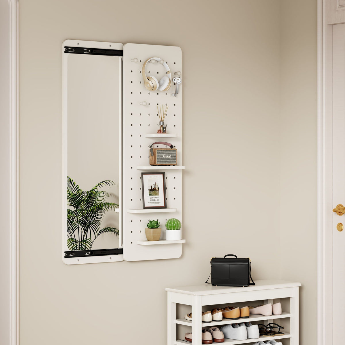 Wall Mounted Full Length Mirror with Shelf
