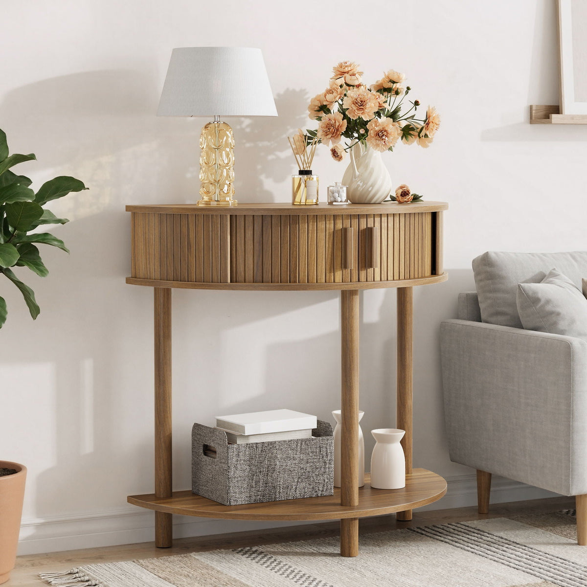 Half Moon Console Table Walnut