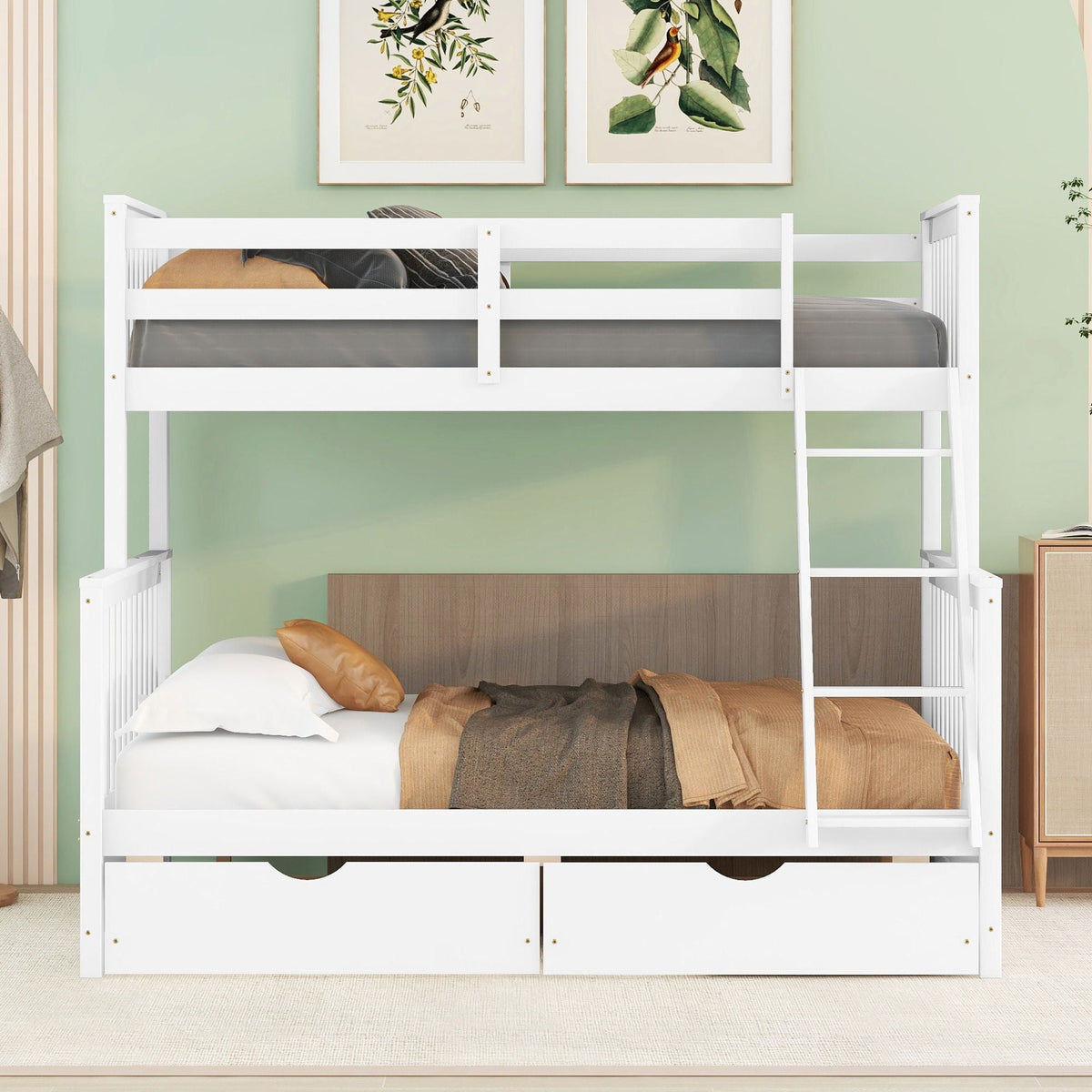 Bunk Bed With Ladders & 2 Storage Drawers