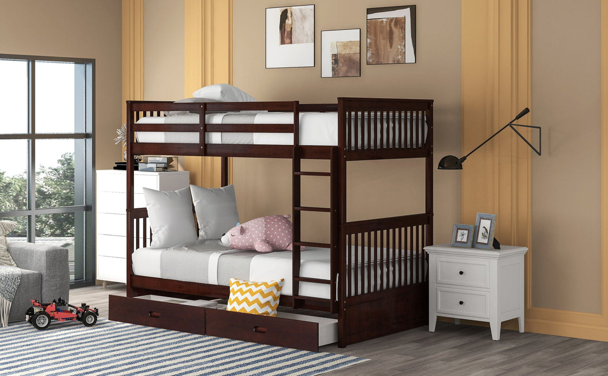 Bunk Bed With Ladders & 2 Storage Drawers