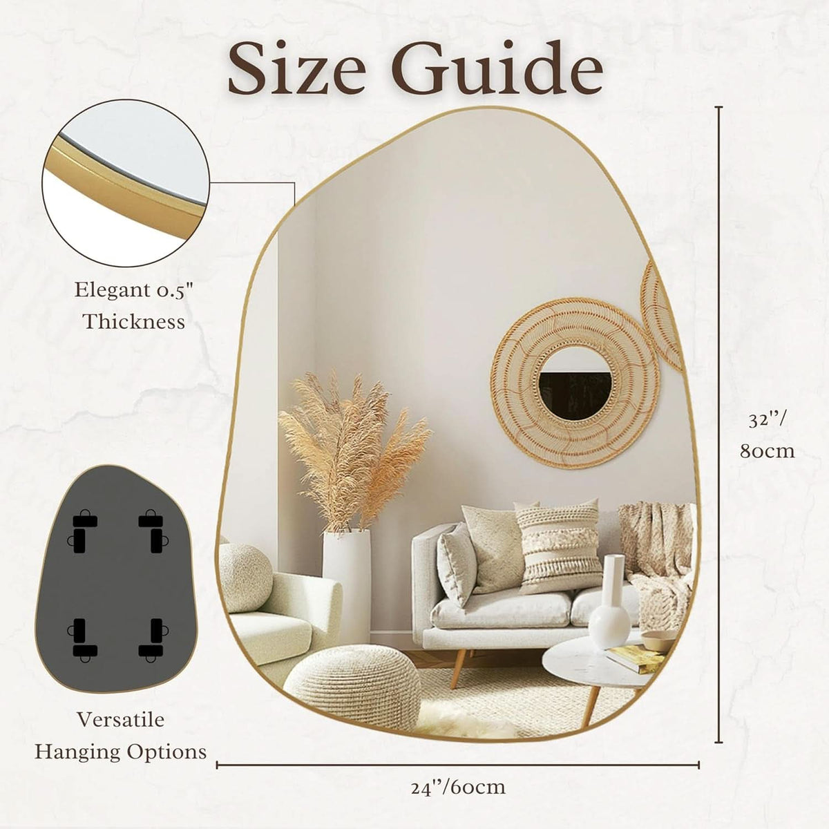 Contemporary Wall Mirror With Gold Fram