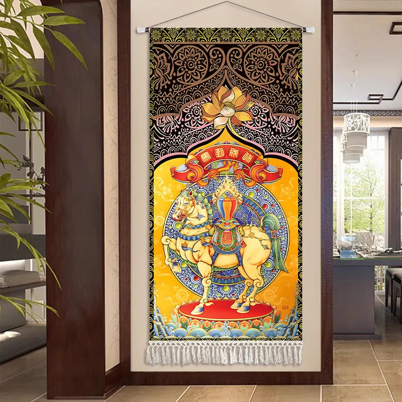 Thai Zen Elephant Fabric Wall Hanging Tapestry