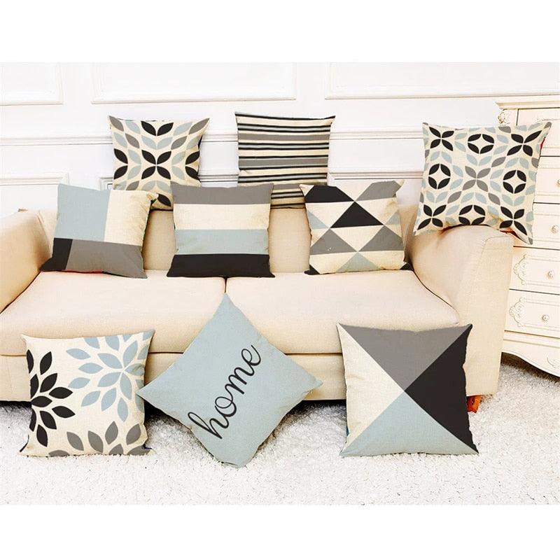Elegant Geometric Linen Blend Throw Pillow
