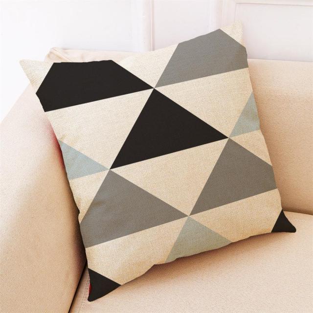 Elegant Geometric Linen Blend Throw Pillow