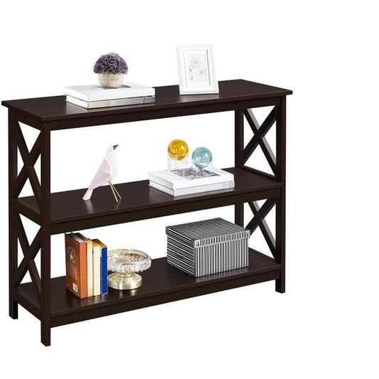 Espresso 3-Tier Console Table with Storage Shelves