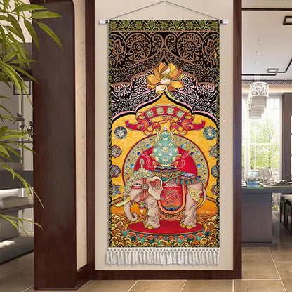 Thai Zen Elephant Fabric Wall Hanging Tapestry