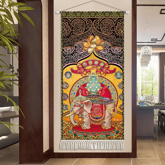 Thai Zen Elephant Fabric Wall Hanging Tapestry