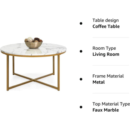 Round Faux Marble Coffee Table