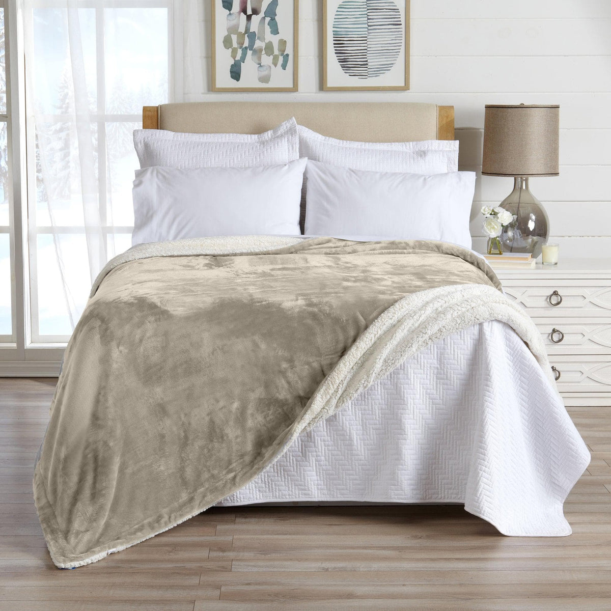 Velvet Plush Sherpa Luxury Bed Blanket