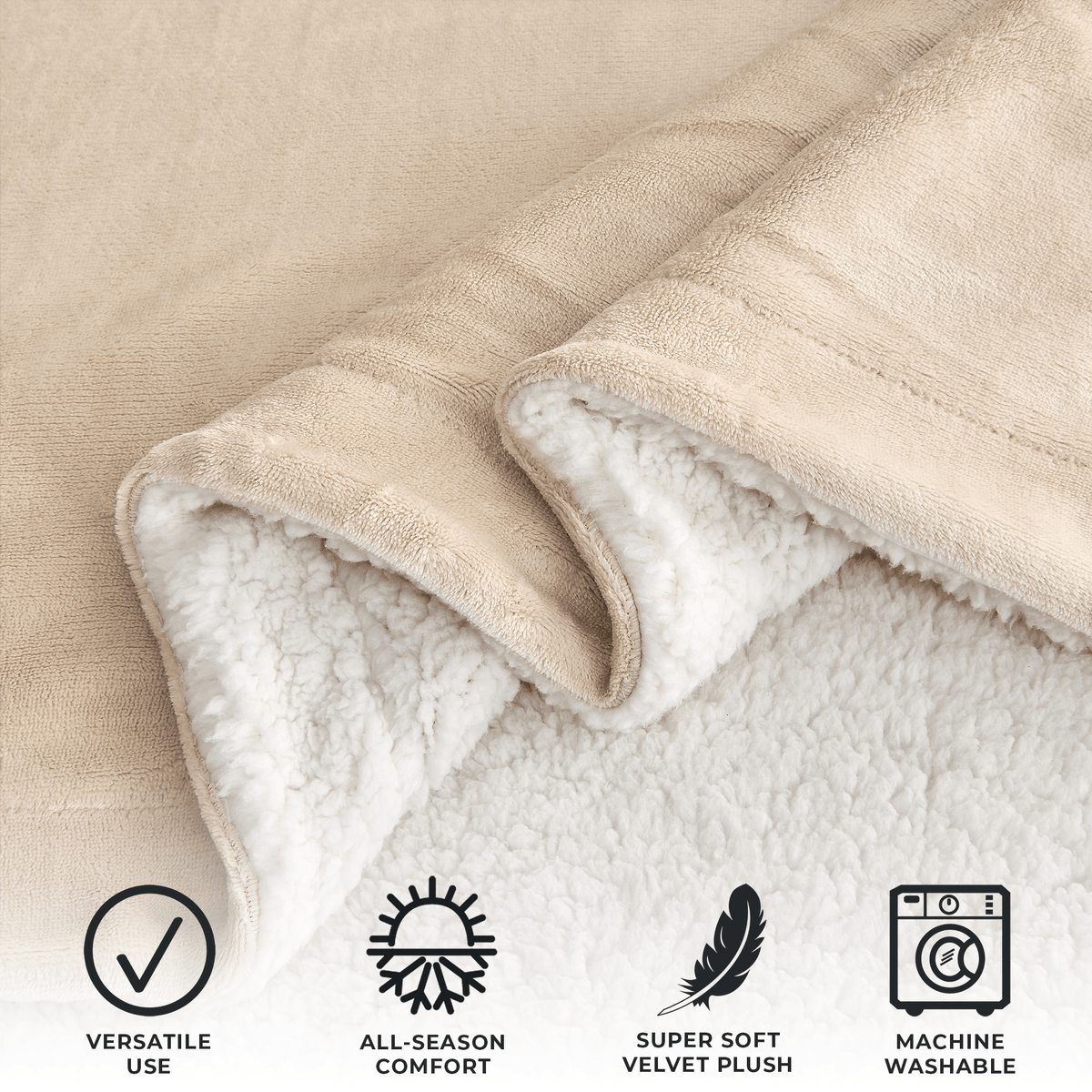 Velvet Plush Sherpa Luxury Bed Blanket