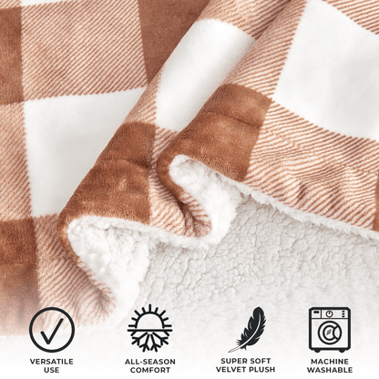 Velvet Plush Sherpa Luxury Bed Blanket