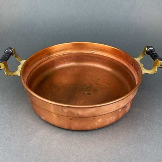 Vintage Copper Serving Dish with Brass Accents