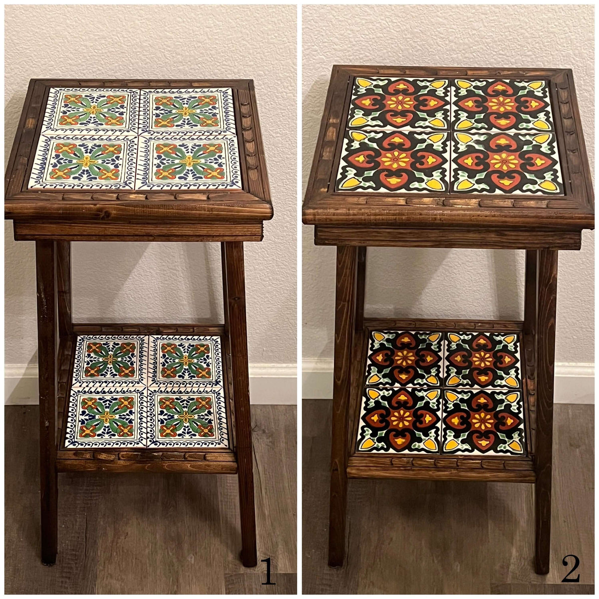 Square Talavera Handmade Mexican Wood Accent Table