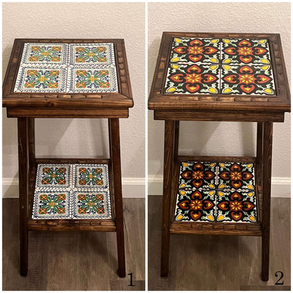 Square Talavera Handmade Mexican Wood Accent Table