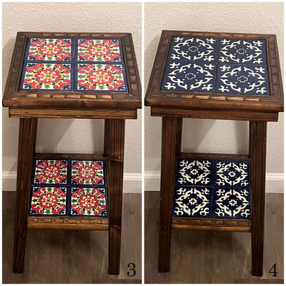 Square Talavera Handmade Mexican Wood Accent Table