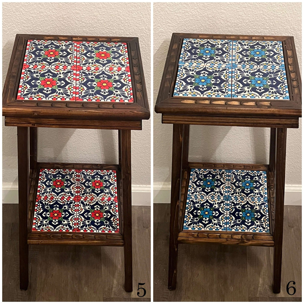 Square Talavera Handmade Mexican Wood Accent Table