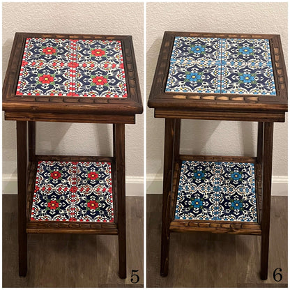 Square Talavera Handmade Mexican Wood Accent Table