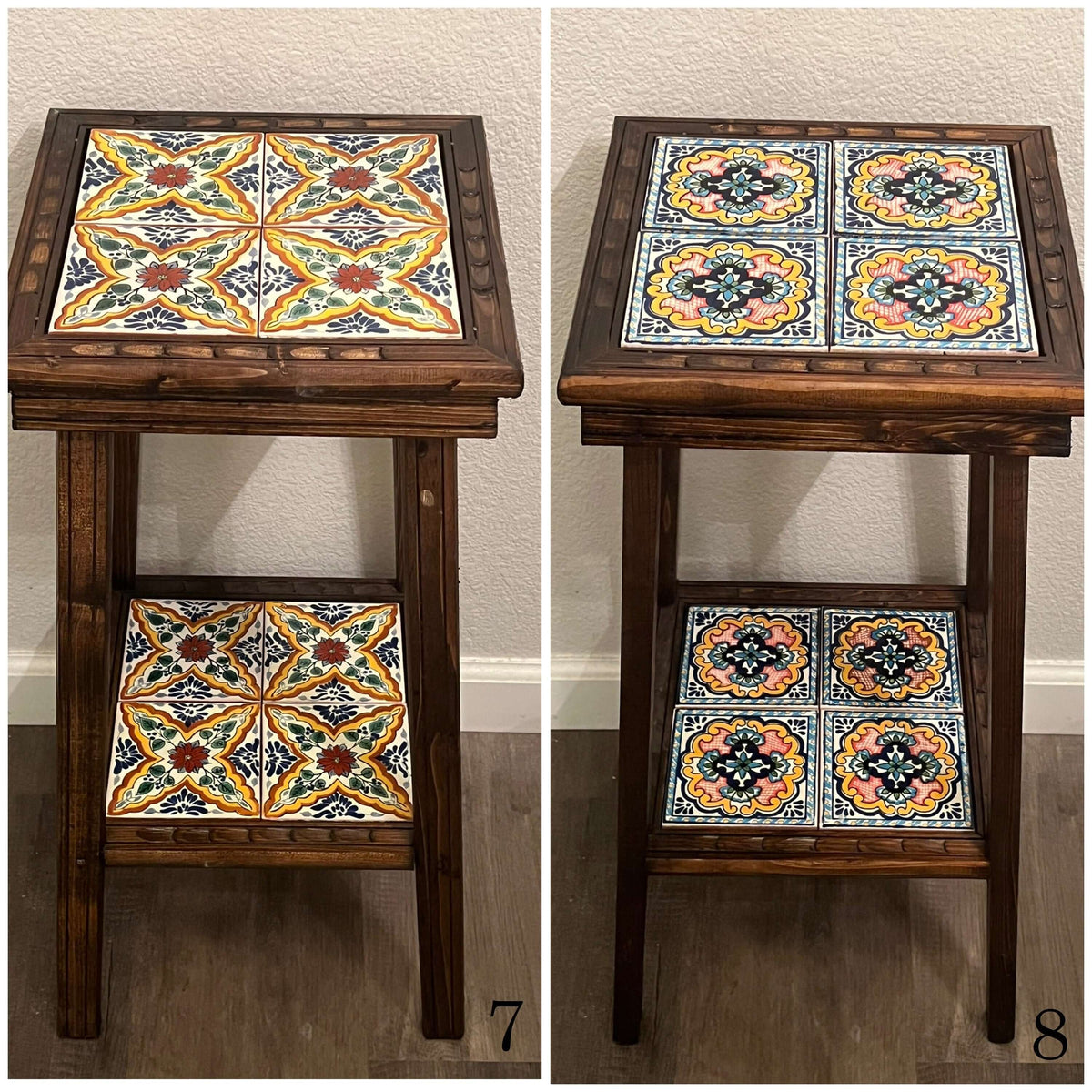 Square Talavera Handmade Mexican Wood Accent Table
